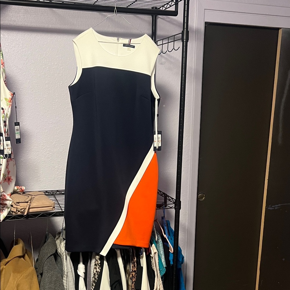 Tommy Hilfiger Black, White, and Orange Mini Dress